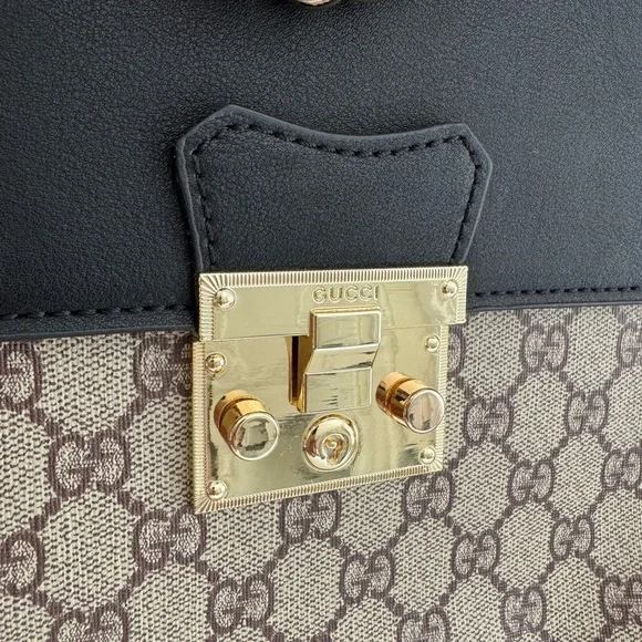 Inspired Black and Tan Backpack with Monogram Design - Picture 2 of 13